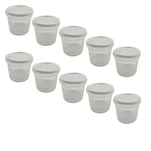 10 Baldes De Plástico 2,2 Litros Transparente – Alça Plástica com Tampa Plástica