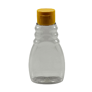 Bisnaga de Plástico 180ml / 250g Transparente para Embalar Mel – Tampa Amarela
