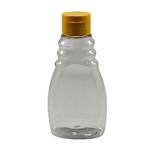 Bisnaga de Plástico 215ml / 300g Transparente para Embalar Mel – Tampa Amarela