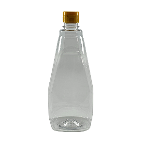 Bisnaga 750ml / 1Kg Cristal Pet Para Embalar Mel - Tampa Baixa Amarela