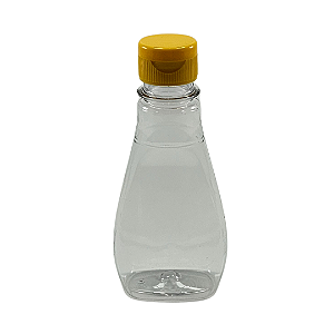 Bisnaga 190ml / 280g Cristal Pet Para Embalar Mel - Tampa Baixa Amarela