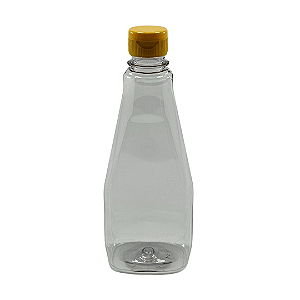 Bisnaga 350ml / 500g Cristal Pet Para Embalar Mel - Tampa Baixa Amarela