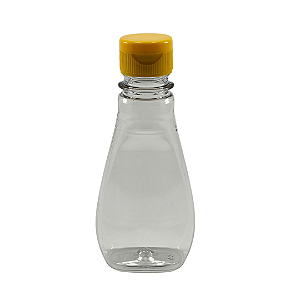 Bisnaga 150ml / 210g Cristal Pet Para Embalar Mel - Tampa Baixa Amarela
