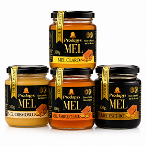 Kit 4 Méis Medalha de Ouro na Caixa de Madeira – 300g Cada