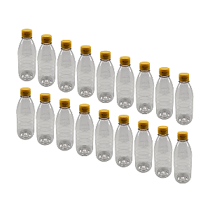 Kit com 80 Garrafas 300 ml PET Cristal –Tampa Fliptop Amarela com Selo de Indução