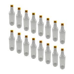 Kit com 30 Garrafas 900ml PET Cristal –Tampa Fliptop Amarela com Selo de Indução