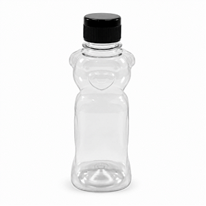Bisnaga Pet 180ml / 250g Temática Urso Para Embalar Mel - Tampa Preta