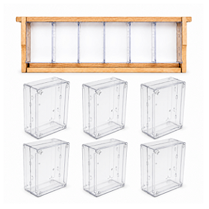 Kit Quadro de Melgueira para Cubos de Acrílico + 6 Cubos – Produção de Favo In Natura