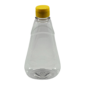 Bisnaga PET 360ml 500g Mel Shortneck Transparente - Tampa Amarela - Kit 10, 40, 80, 160 Un