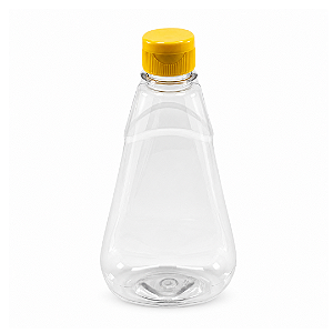 Bisnaga PET 360ml 500g Mel Shortneck Transparente - Tampa Amarela - Kit 10, 40, 80, 160 Un