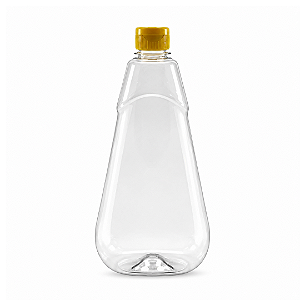 Bisnaga PET 720ml 1kg Mel Shortneck Transparente - Tampa Amarela - Kit 10, 45, 90, 180 Un
