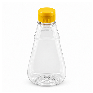 Bisnaga PET 250ml 350g Mel Shortneck Transparente - Tampa Amarela - Kit 10, 50, 110, 220 Un