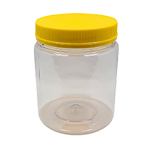 Pote 700ml 1Kg Transparente Com Tampa Rosca e Lacre Amarela Para Mel - Kit 10, 25, 50 e 105 Un