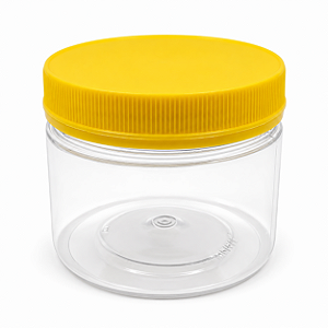 Pote 350ml 500g Transparente Com Tampa Rosca e Lacre Amarela Para Mel - Kit 10, 50, 100 e 192 Un