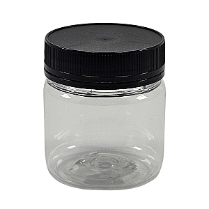 Pote 180ml 250g Transparente Com Tampa Rosca e Lacre Preta Para Mel - Kit 10, 50, 200 e 408 Un