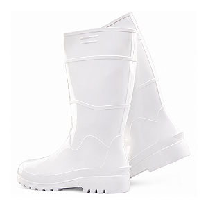 Bota PVC Baspan Branca Cano Longo