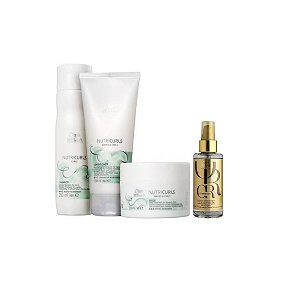 Kit Wella Nutricurls - Shampoo 250 ML + Condicionador 200 ML + Máscara de Nutrição 150 ML + Óleo Oil Reflections 100 ML