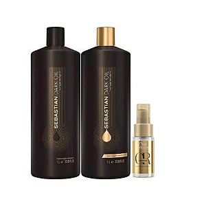 Kit Promocional Sebastian Dark Oil - Shampoo 1L + Condicionador 1L + Óleo Oil Reflections 30 ML