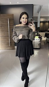 Blusa Ombro a Ombro Tricô Mouse Be
