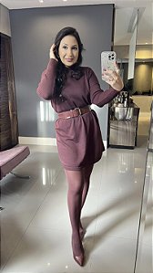 Vestido Mini Vest Tricô Gola Alta