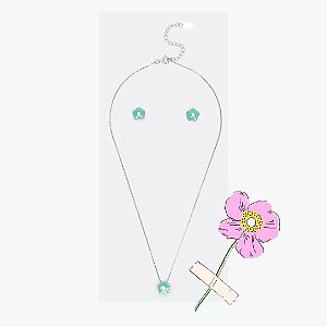 CONJUNTO COLAR E BRINCO FLOR