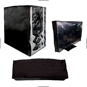 23" 24" Kit Capa Para Gabinete Teclado e Monitor - Preto