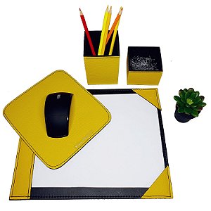 Kit Organizador de Escritório A4 4 Peças Amarelo