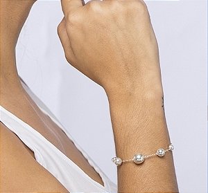 Pulseira de bolas em prata 925