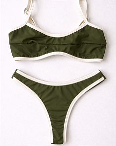 Biquíni Prainha Top Reto Verde Militar Duo