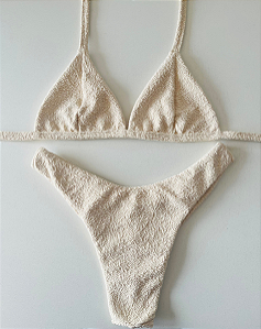 Biquíni Brisa Alta Top Triângulo Off White
