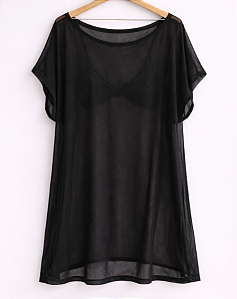 Camisão de Praia Tule Preto