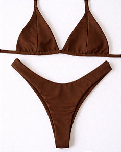 Biquíni Sossego Top Triângulo Marrom