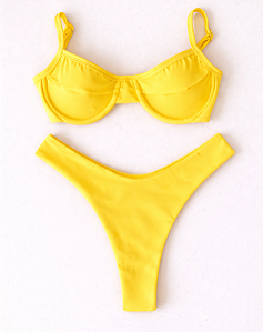 Biquíni Aventureiro Top Meia Taça Amarelo
