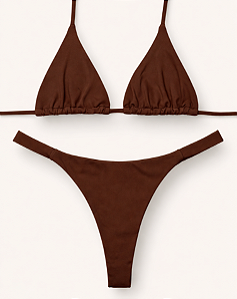 Biquíni Leblon Top Cortininha Marrom