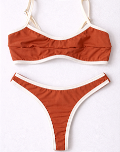 Biquíni Prainha Top Reto Terracota Duo