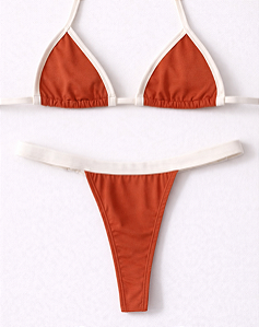 Biquíni Leblon Fita Top Cortininha Terracota Duo