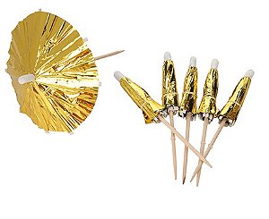 guarda-chuva decorativo dourado