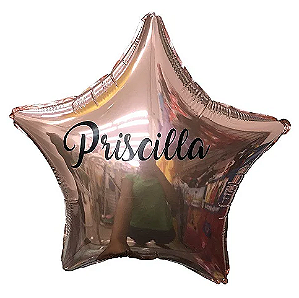 Balão metalizado estrela 18 polegadas personalizado (1 linha) - rose gold