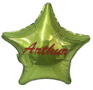 Balão metalizado estrela 18 polegadas personalizado (1 linha) - verde