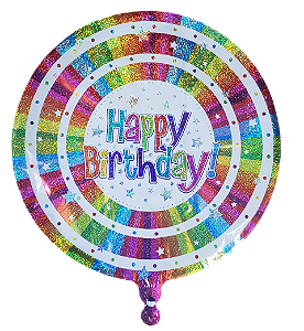 Balão metalizado redondo 18 polegadas - Happy Birthday Tie Dye