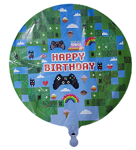 Balão metalizado redondo 18 polegadas - Happy Birthday Games