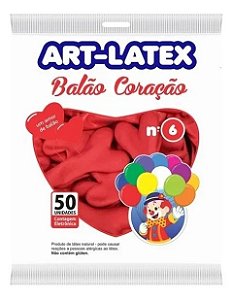 Balão Látex 6 Coração Liso - 50 unidades