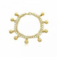 Pulseira de Corrente Dupla Com Bolinhas Lisas Folheadas a Ouro 18K