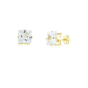 Brinco Quadrado Mini de Zircônia Cristal Folheado a Ouro 18k