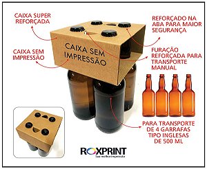 Kit com 100 Caixas para Garrafas Inglesas 500ml - Modelo Carry4