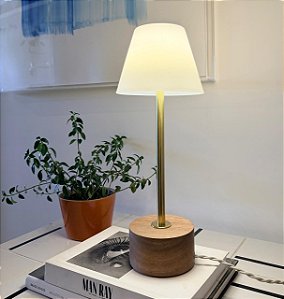 Luminária Abajur Stone Madeira