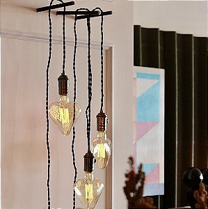 Arandela Meu Coração (Fio preto)