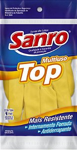Luva látex forrada TOP amarela - Sanro