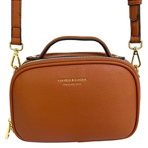 Bolsa Pequena de Couro Básica Linda para o Dia a Dia - Stuttgart Marrom