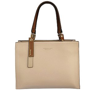 Bolsa Grande Quadrada Veryrio VR2786 Nova Coleção Luxo - Halifax Bege